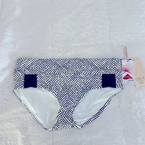 Calia by Carrie Underwood Womens Bikini Swim Bottoms Black White Island Geo Med